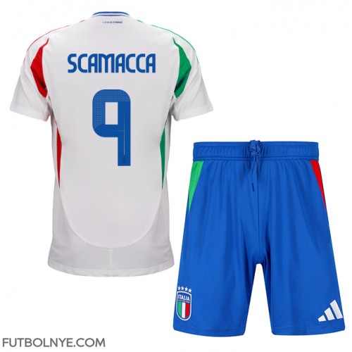 Camiseta Italia Gianluca Scamacca #9 Visitante Equipación para niños Eurocopa 2024 manga corta (+ pantalones cortos)